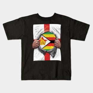 Zimbabwe Flag English Flag Ripped - Gift for Zimbabwean From Zimbabwe Kids T-Shirt